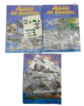 EDITORA PLANETA - ASES DE GUERRA - Lote com 3 fascículos lacrados: 49, 50 e 51, "Ases de Guerra" é uma coleção de revistas de aviação militar lançada pela Editora Planeta no Brasil, em 1997, oferecendo fascículos detalhados sobre aeronaves e temas de guerra aérea. Observação: Possuem leves amassados.