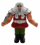 MATTEL - MASTERS OF THE UNIVERSE - RAM MAN - Antigo boneco retratando o Aríete, clássico personagem de He-Man e os Mestres do Universo, fabricado nos anos 80. Feito em plástico rígido, com sistema de mola nas pernas, pois quando é pressionado para baixo, ele trava e ao apertar um gatilho no calcanhar, ele salta para frente simulando uma cabeçada de aríete. Acompanha machado de batalha. Medida:  Possui ínfimos desgastes e restauro no braço esquerdo (colado).