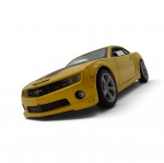MAISTO - 2010 CHEVROLET CAMARO - Miniatura do Chevrolet Camaro de 2010 da norte americana Maisto em escala 1/24. Feito de metal com partes plásticas, rodas livres e partes móveis. Contém desgastes e marcas de uso. Possui avaria no retrovisor esquerdo.