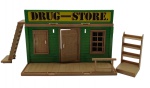 TROL - PLAYMOBIL - SET DRUG-STORE - Antigo set da farmácia da Trol, feito nos anos 80, retratando cenário de uma farmácia do Velho Oeste. Feito em plástico rígido. Não está completo, possui marcas de uso e desgastes e pequenas avarias.