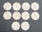 NUMISMÁTICA - RÉIS - MOEDAS DE PRATA, 25g - Lote com 10 moedas de 200 Réis de 1868, pesando juntas 25g.
