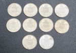 NUMISMÁTICA - RÉIS - MOEDAS DE PRATA, 25g - Lote com 10 moedas de 200 Réis de 1867, pesando juntas 25g.