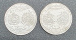 NUMISMÁTICA - RÉIS - MOEDAS DE PRATA, 16g - Lote com 02 moedas de 2000 Réis de 1922, comemorando o Centenário da Independência do Brasil. Pesando juntas 16g.