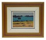 SYLVIO PINTO (1918-1997) - Quadro, OSE, ano 1972. assinado, CID, representando marinha; moldura em madeira com paspatur. Medidas com moldura: 43 x 37 cm; Medidas sem moldura: 21 x 15 cm.