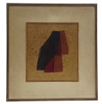 MARIA BONOMI (1935) - Quadro, gravura, ano 1968, tiragem: 411/600, assinado, CID, intitulado: Pêndulo; moldura em madeira com paspatur e frontal de vidro. Medidas com moldura: 43 x 46 cm. Medidas sem moldura: 24 x 26 cm. Gravura com ínfimas manchas.