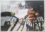 Ranchinho, Galos ao Luar, Giglee sobre metal,53x73 cm