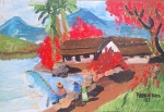 Ranchinho,O Pescador, Goglee sobre madeira ,49x71 cm