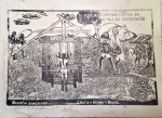 Walderedo Gonsalves, Xilogravura assinada, Engenho de Pau da época da escravidão, 24x33 cm, 1980, sem moldura.  o papel possui desgastes e manchas. No estado
