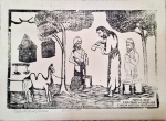 Walderedo Gonsalves, Xilogravura assinada, Mateus Levi, 24x33 cm, 1980, sem moldura