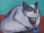 Everenice Tamanini , O Gato , Acrílica sobre tela em chapa dura, 18x24 cm, sem moldura