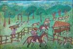 Nilson Pimenta, Trabalho  no campo, AST,43x62 cm, com baguete, Artista internacional ja falecido, com obras no a Fundação Cartier na França.