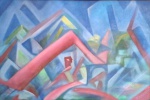 Ana Tamanini, Fugindo da Metrópoli, OST,  46x68 cm, assinada e emoldurada, Artista contemporânea Nasceu em São Paulo, em 1946. Começou a pintar com 14. Seus primeiros professores foram o artista Wesley Duk Lee e o fotógrafo Otto Stupakoff.leia maisEm 1969 ela tem que deixar o Brasil para encontrar refúgio na Alemanha: Sua participação nos protestos do Teatro Oficina contra a ditadura militar a colocaram na lista negra das tropas da repressão.Na Alemanha trabalhou para televisões alemãs com documentários e cenografia, além de cinco anos vividos na Índia. De 1980 a 1998 mudou-se para as Ilhas Baleares, na Espanha, onde se dedicou totalmente à pintura. De volta ao Brasil em 1999, ela continua pintando em sua casa-atelier no campo. Entre os colecionadores que compraram sua arte está o BankBoston na Alemanha além de colecionadores particulares na Alemanha, Bélgica e Espanha.Em março de 2023 expôs na Galeria Brasiliana em conjunto com a artista plástica  Vitória Basaia Mostra Entre Céu e Terra 
