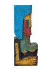 Celio Souza , Totem com figura, escultura em madeira policromada ,31x12x5,5 cm 