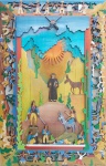 Tarcísio de Andrade,Padre Cícero, pintura em madeira recortada,125x80 cm