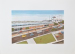 Agostinho B. Freitas, Aeroporto,Lito offset , assinada 48x66 cm , pequenas manchas nas bordas