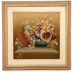 Roni Brandão ,Ninho do unicórnio, OST , 40x40 cm ,Surrealismo , Registro no verso: Nº 39/1990, emoldurado.Pintor e desenhista, nasceu em Piraju, SP em 1935 e faleceu em São Paulo em 1991. Surrealismo ou realismo fantástico? Sua obra, altamente original, agradou até os críticos dessas duas escolas e tornou-se conhecida em grande parte do Brasil na década de 80, sendo também exibida por diversas vezes na Europa em exposições individuais. São muito escassas as revendas das suas obras pois a produção era requintada e demorada e vários colecionadores exerceram uma procura constante do seu trabalho, que era cada vez mais sofisticado, tendo seu auge na década de 80.