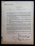 documento - carta de João Cabanas, deputado federal a Alvaro de Oliveira Vale - papel da Camara dos Deputados - folha com as bordas amarelados com marcas de dobra - (28x21,5)cm.