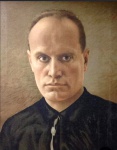 litografia - Il Duce - Beneto Mussolini - oleografia sobre tela - autor anônimo - enquadrado e bem conservado - (50X36) cm.