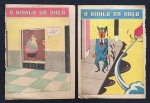 caricatura (2) O amigo da Onça - paginas do "O Cruzeiro" datas 1/8/1953 e outra 8/7/1953 - papel amarelado pelo tempo com marcas do tempo  -  (34 X 24,5)cm.