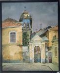 Omar Pellegatta, Fundos da Igreja do Carmo, óleo sobre tela, 73x60cm, sem moldura, No Estado, necessita de restauro