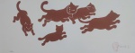 Fang, Gato Marrom, gravura, tiragem 12/50, 20x50cm, sem moldura, necessita de pequena limpeza