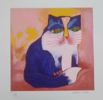 Aldemir Martins, Gato Azul, gravura, tiragem 36/120, 50x50cm, Edição Póstuma, sem moldura