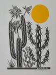 Bacaro Borges, Cactos, xilogravura, 48x33cm, sem moldura
