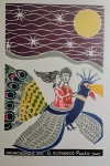 Bacaro Borges, O Misterioso Pavão, xilogravura, 66x48cm, 2026, sem moldura