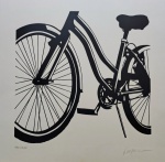 Kleber Ventura, Bicicleta, gravura, tiragem 9/35, 50x50cm, sem moldura, com pequena quebra de papel