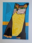 Aldemir Martins, Gato Marrom, gravura, tiragem 71/100, 70x50cm, sem moldura, Edição Póstuma