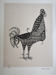 Aldemir Martins, Galo Preto, gravura 31/100, 70x50cm, Edição Póstuma, sem moldura
