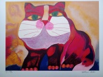 Aldemir Martins, Gato Vermelho, gravura, tiragem 34/120, 50x70cm, sem moldura, Edição Póstuma