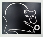 Aldemir Martins, Gato preto, gravura, tiragem 27/90, Edição Póstuma, 44x50cm, sem moldura