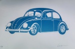 Kleber Ventura, Fusca Azul, gravura, tiragem 15/35, 35x50cm, sem moldura