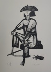 Aldemir Martins, Cangaceiro sentado, gravura, tiragem PE, 50x36cm, Edição Póstuma, sem moldura
