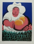 José Sabóia, Colheita, gravura, tiragem 36/100, 60x33cm, sem moldura
