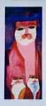 Aldemir Martins, Família de Gato, gravura, tiragem 44/120, Edição Póstuma, sem moldura, 79x35cm