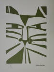 Aldemir Martins, Gato Verde, gravura, tiragem 20/100, 50x36cm, Edição Póstuma, sem moldura