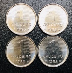 Lote com 4 Moedas Brasil Fao 1 Cruzeiro 1985 ( Açucar ) - V-329 - Alimentos para o Mundo - Republica - FC