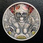 Rara - República Gana - Estojo Com Moeda 5 Cedis 2024 - Prata (0,999) - 31,1 g - 32mm - KM-262 - Edição Comemorativa Memento Mori - Lembre-se de que você vai morrer - Com Certificado