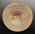 Cobre do Brasil - XX Reis 1774 - C-149 2º Tipo Coroa Alta - com Carimbo de Escudete - Colonia D. Jose I Excelente Conservação 