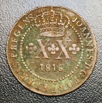 Cobre do Brasil - XX Reis 1815 R - C-433 Letra Monetaria R - Colonia D. Joao Principe Regente - Excelente Conservação 