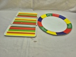 Lote de prato de pizza, 3 petisqueiras retangulares em melanina. Medindo o prato 31cm de diâmetro.
