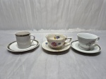 Lote de 3 xícaras de café em porcelana, para colecionador, pires adaptado.
