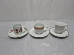Lote de 3 xícaras de café em porcelana, para colecionador, pires adaptado.