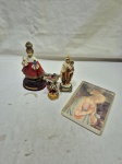 Lote sacro composto por 4 imagens em resina. Medindo o maior 16cm de altura.