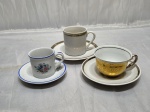 Lote de 3 xícaras de café em porcelana, para colecionador, pires adaptado.