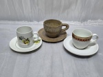 Lote de 3 xícaras de café em porcelana, para colecionador, pires adaptado.