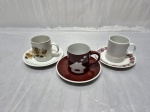 Lote de 3 xícaras de café em porcelana, para colecionador, pires adaptado.