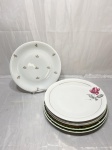 Lote de 6 pratos de mesa em porcelana, marcas e modelos diversos. Medindo o maior 27cm de diâmetro.